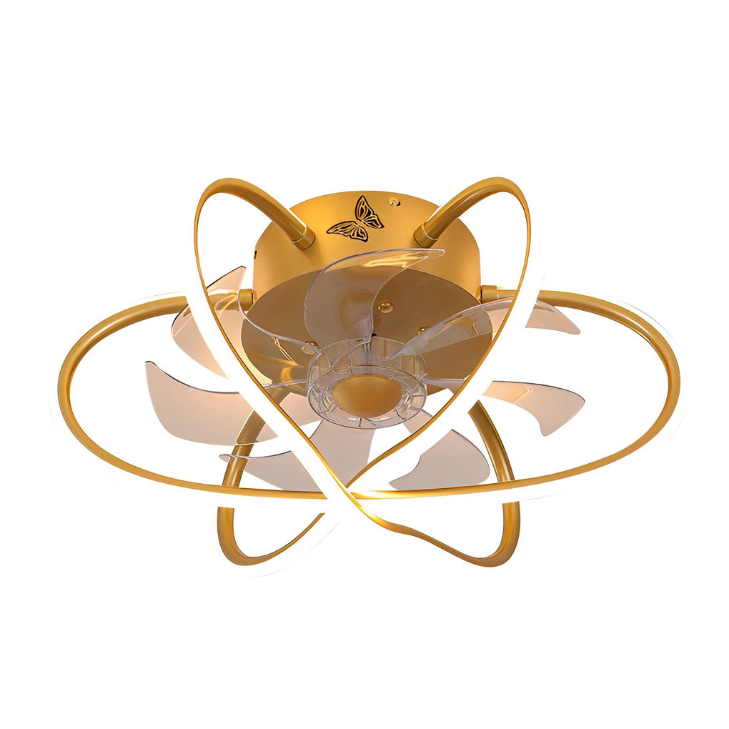 Round Flower Cage Dimmable Remote Bladeless Fan