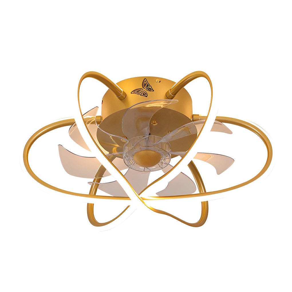 Round Flower Cage Dimmable Remote Bladeless Fan
