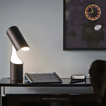 Nordic Black LED Desk Lamp with Adjustable Cylinder Design-Lighom