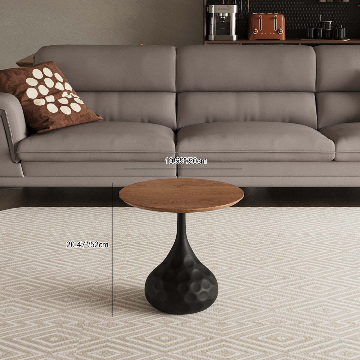 Vintage Orb Solid Wood Carbon Steel End Table — B / Black