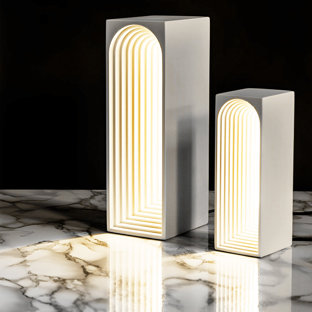 Nordic USB Concrete LED Rectangle Table Lamp-Lighom