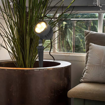 Adjustable Round LED COB Waterproof Black Modern Outdoor Spotlights-Lighom