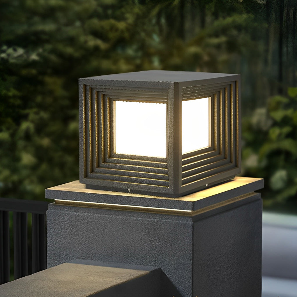 Square Black Modern Solar Post Cap Light