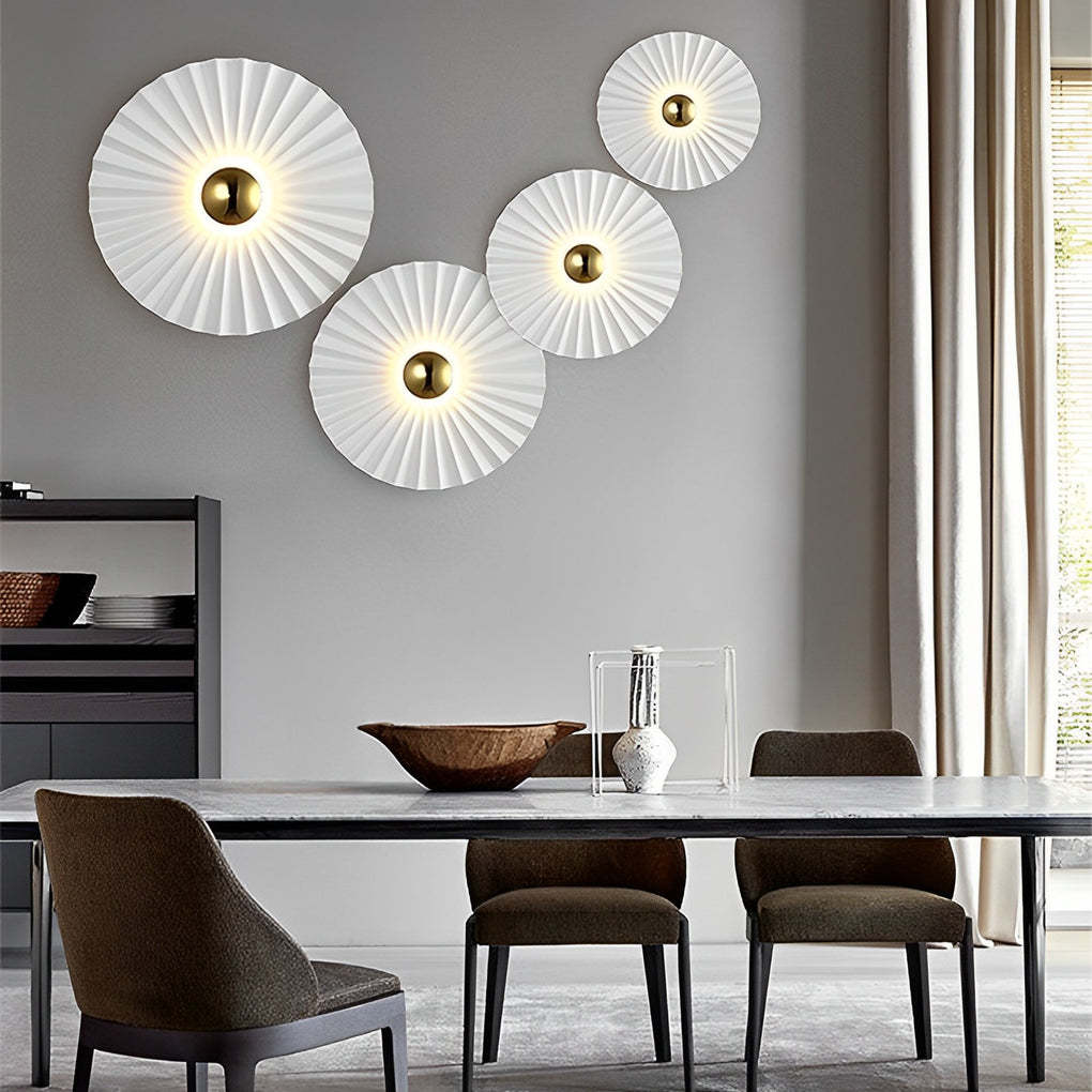 Lotus Leaf Round Pleated LED Creative White Modern Wall Lights Fixture-Lighom