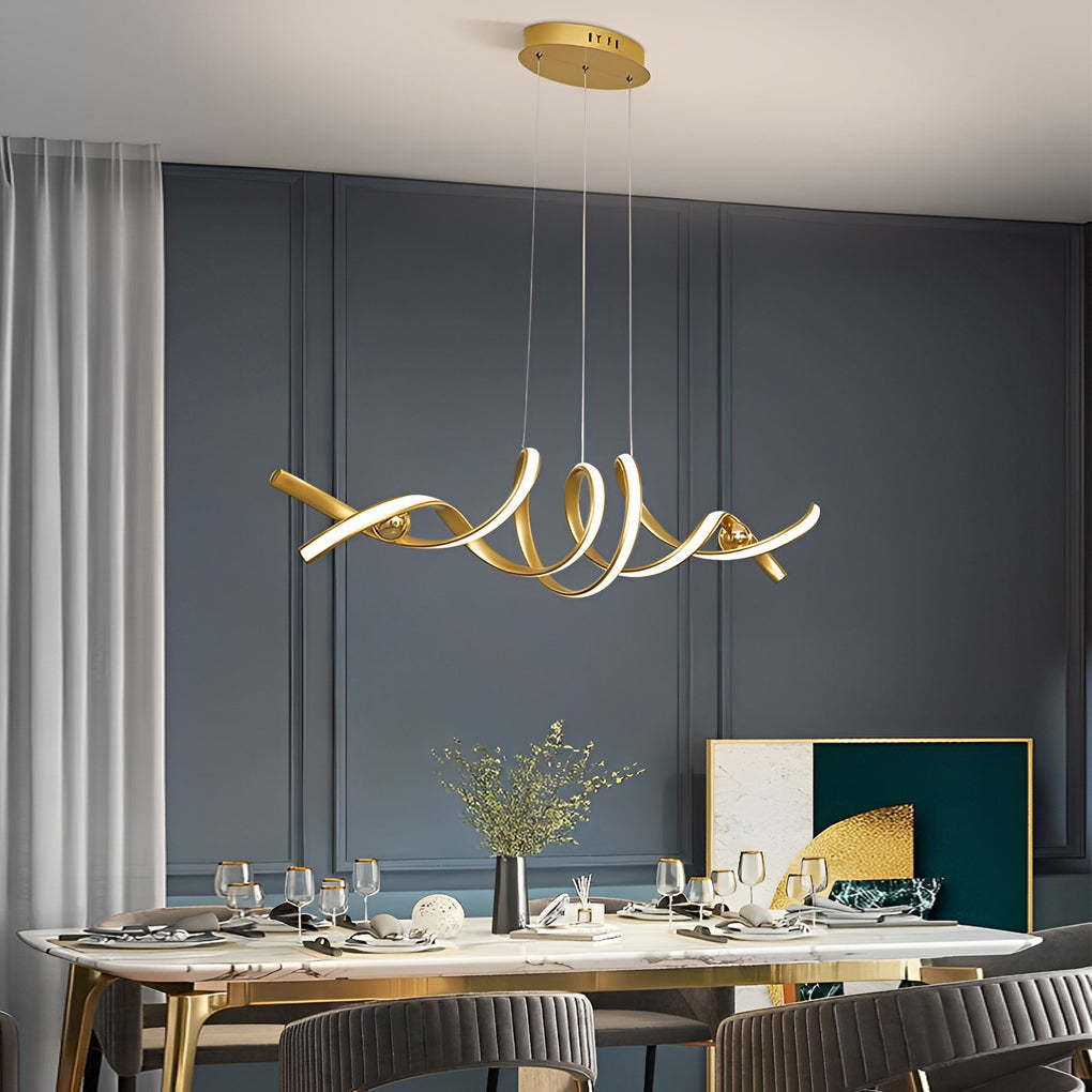 Wave Strip Twisted Dimmable LED Nordic Chandelier