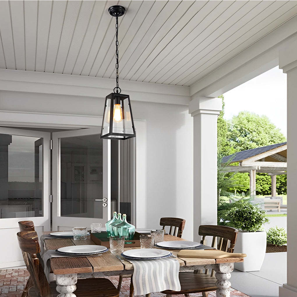 Waterproof Iron Glass LED Black American Outdoor Chandelier