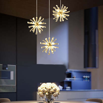 Glass Dandelions Fireworks Flower Three Step Dimming Nordic Pendant Lights-Lighom