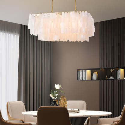 Traditional Classic Metal Capiz Shell 3-Bulb Chandelier