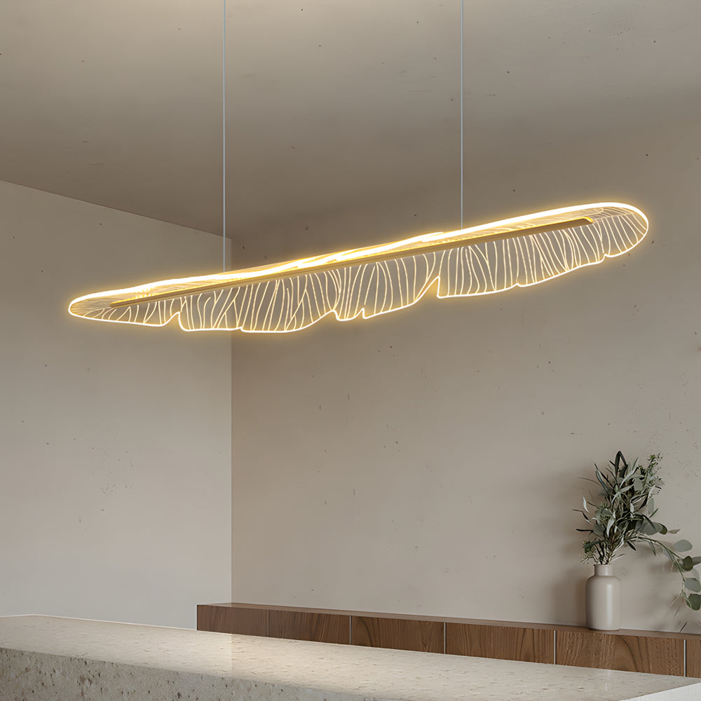 Modern feather leaf gold pendant lighting, Lighom
