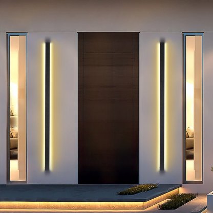 Waterproof Outdoor Long Strip Black Modern Porch Lights Outdoor Wall Lights-Lighom
