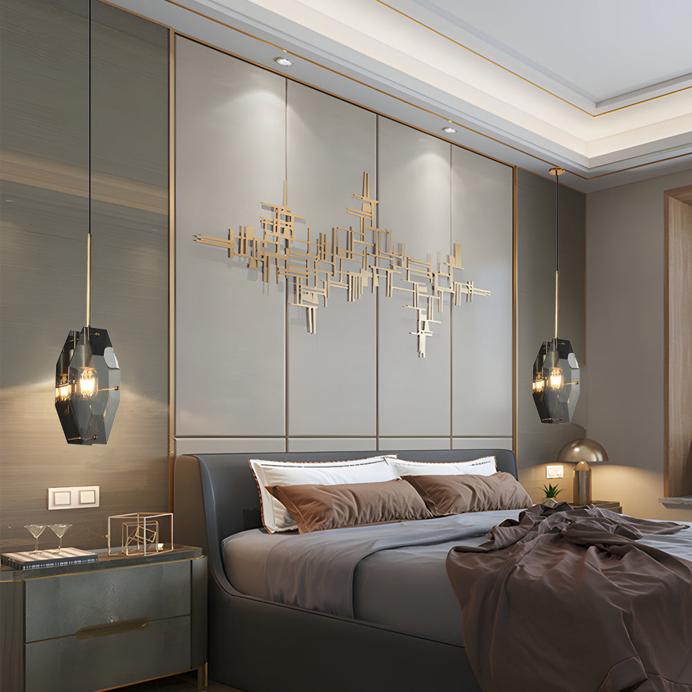 Lighom smoke copper crystal glass pendant lighting for living room