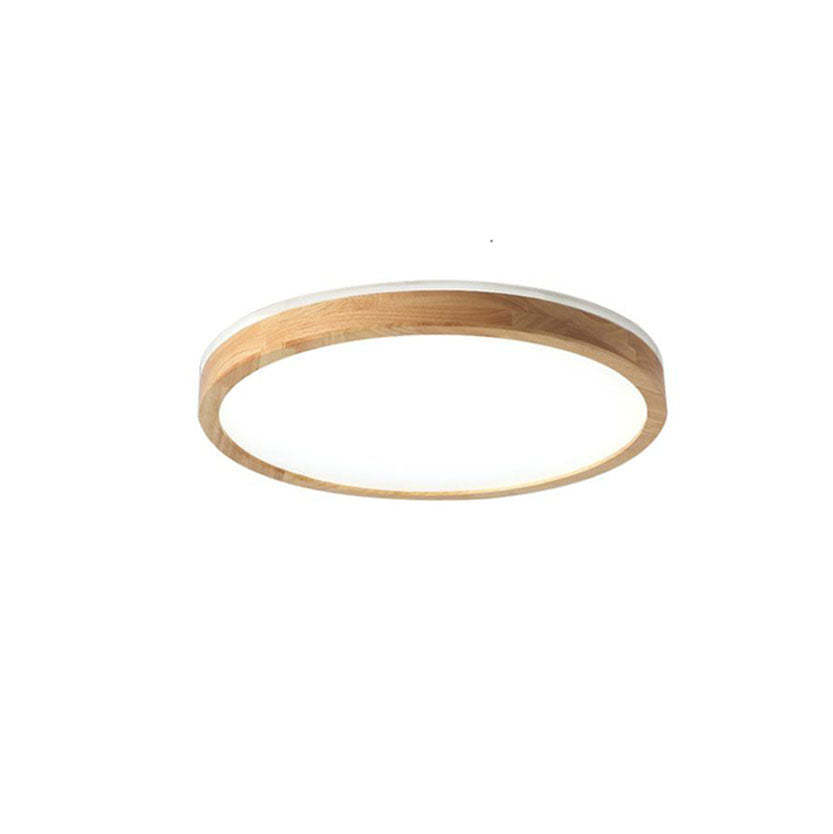Japanese Minimalist Solid Wood LED Flush Mount Light