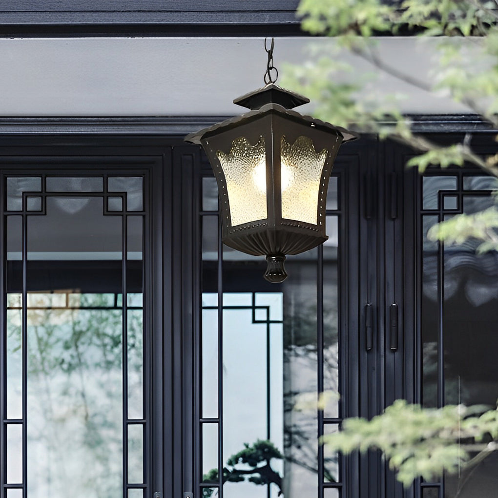 Retro Water Drop Glass European Outdoor Chandelier