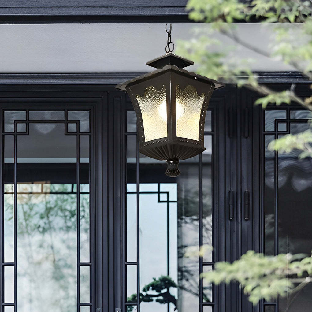 Retro Water Drops Glass Waterproof European Style Outdoor Chandelier-Lighom