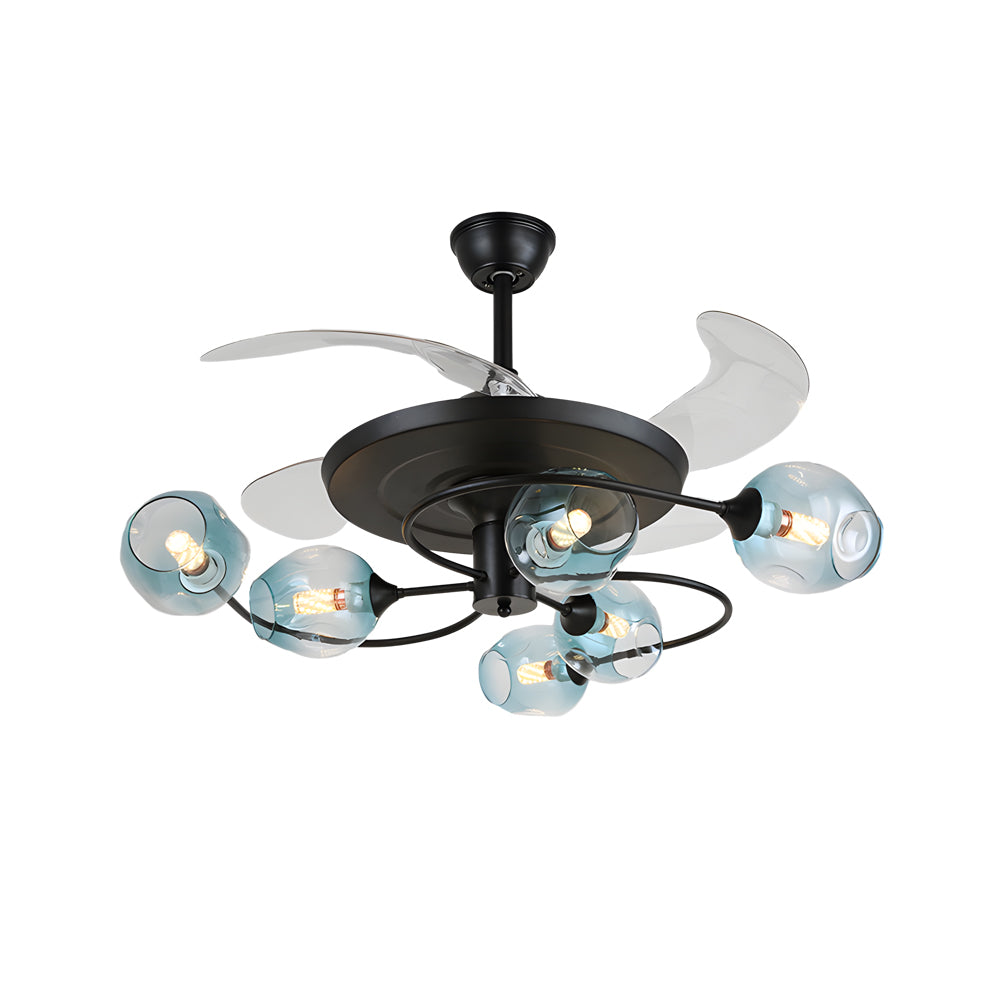 41" 4-Blade 6/8-Light Glass Shade Ceiling Fan with Remote