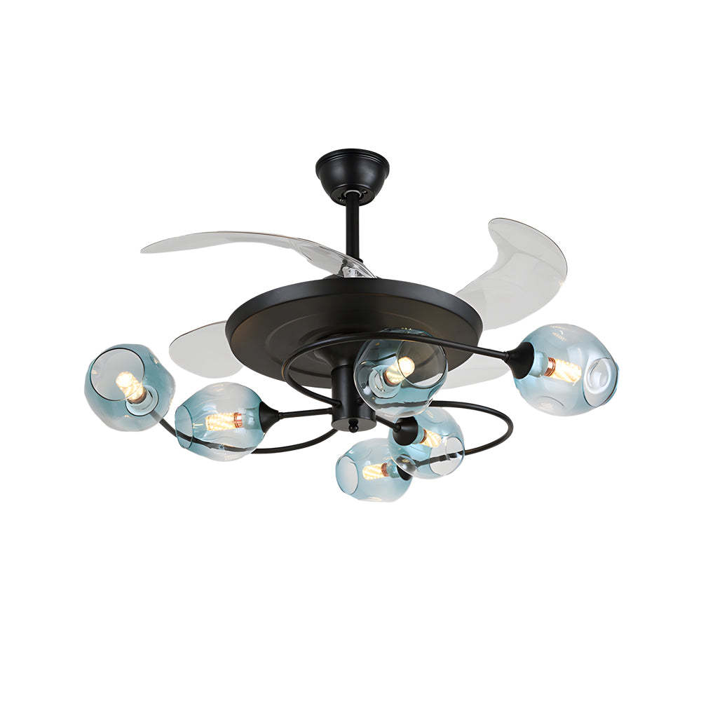 41" 4-Blade 6/8-Light Glass Shade Ceiling Fan with Remote