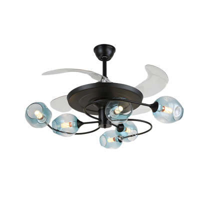 41" 4-Blade 6/8-Light Glass Shade Ceiling Fan with Remote