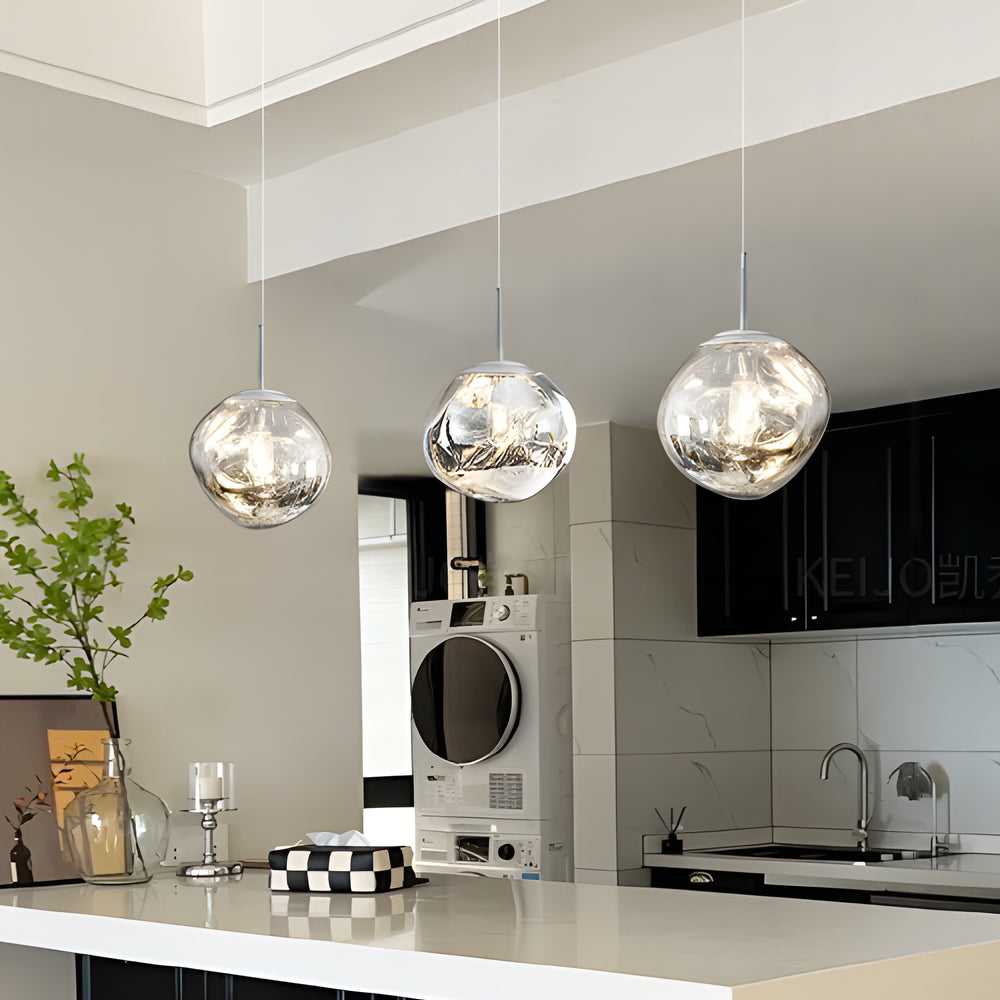Lava Acrylic Ball Art Modern Hanging Ceiling Light — 11'' / Silver