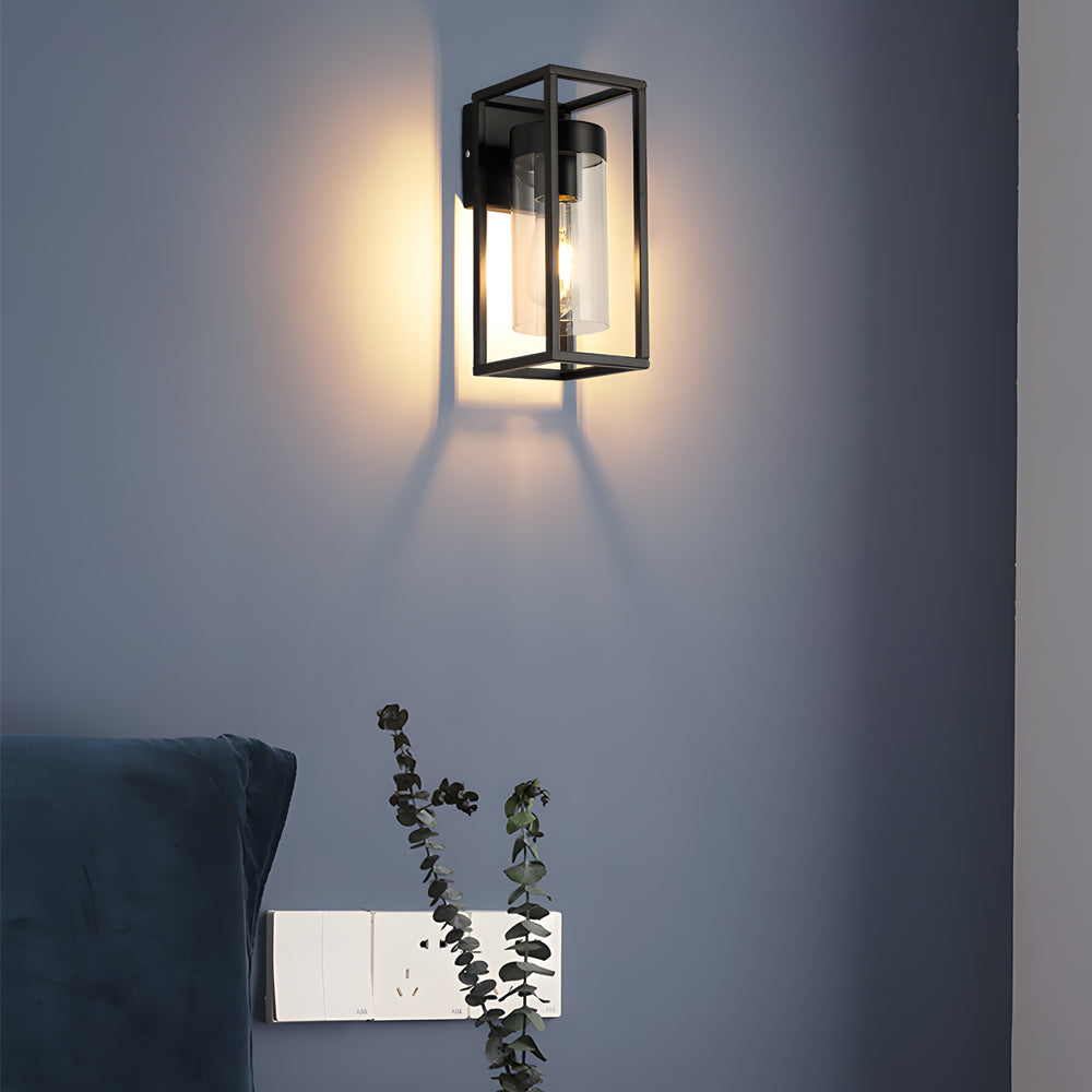 Black Iron Retro Glass Industrial Wall Sconce