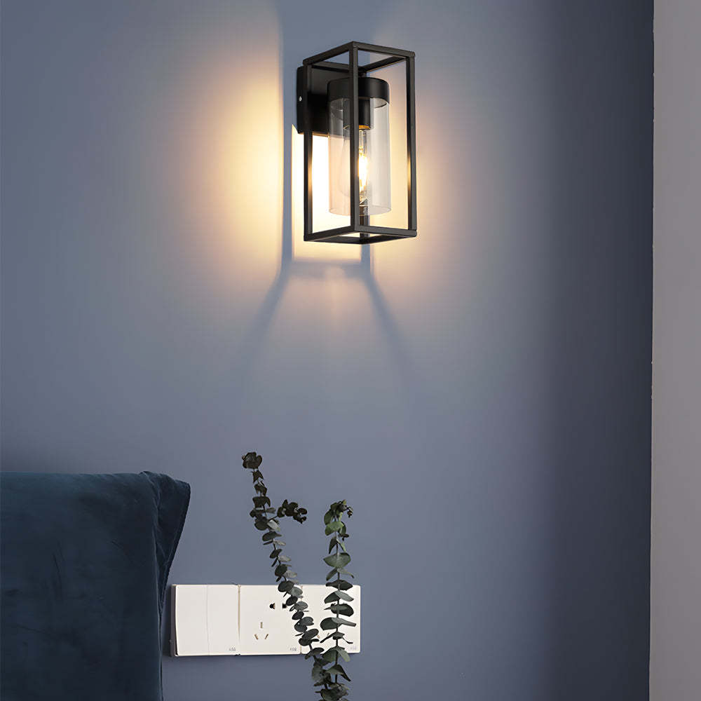 Black Iron Retro Glass Industrial Wall Sconce