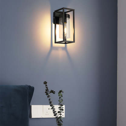 Black Iron Retro Glass Industrial Wall Sconce