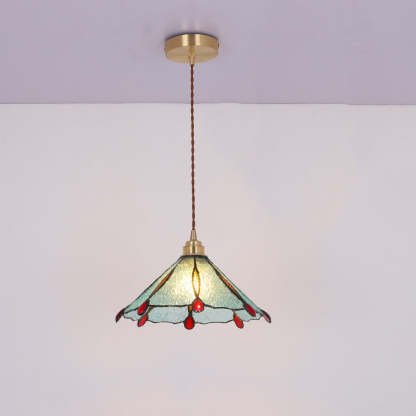 Vintage Tiffany Stained Glass Umbrella Pendant — 220V-240V For UK/AU / Pink