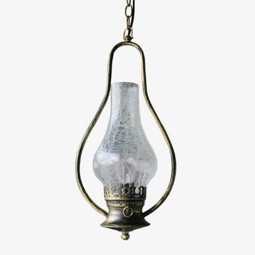 Vintage Kerosene Cracked Glass Pendant Light
