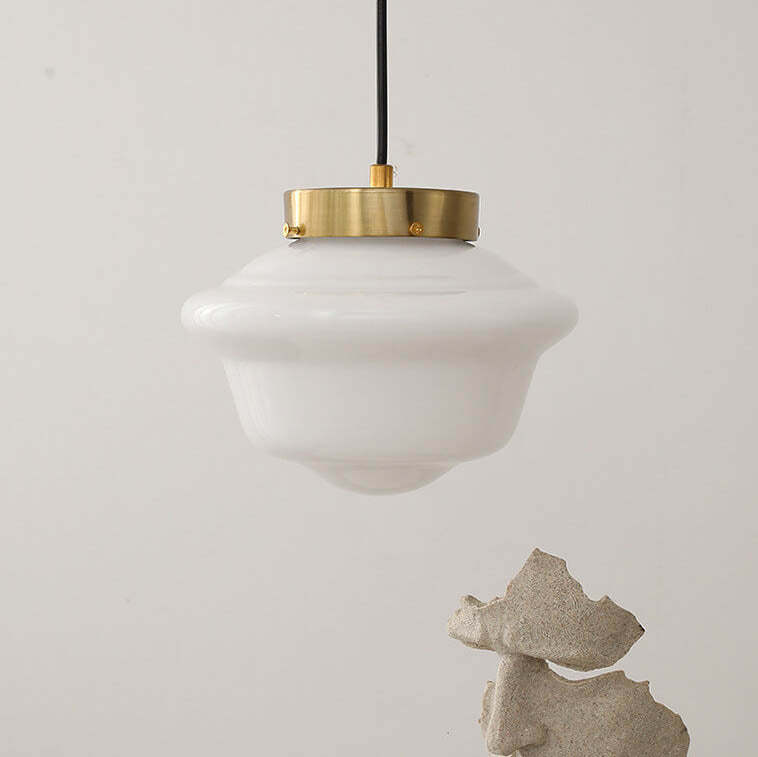 Vintage Milk White Glass Jar Pendant Light