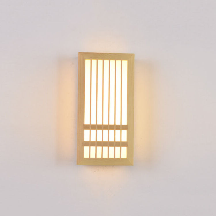 Simple Solid Wood Rectangular Japanese Sconce — 3 Colors Changeable (Warm/Neutral/White) / 110V-120V For US/CA