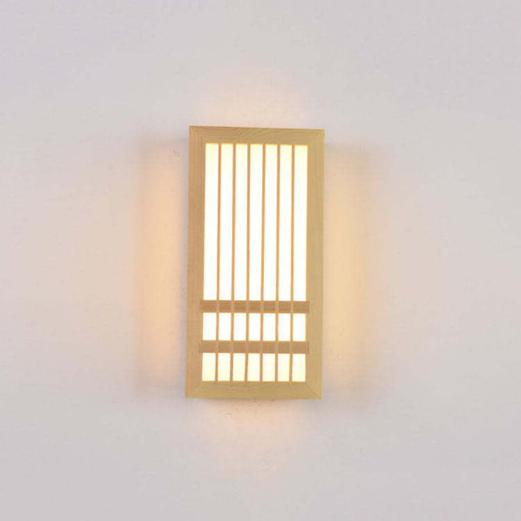 Simple Solid Wood Rectangular Japanese Sconce — 3 Colors Changeable (Warm/Neutral/White) / 110V-120V For US/CA