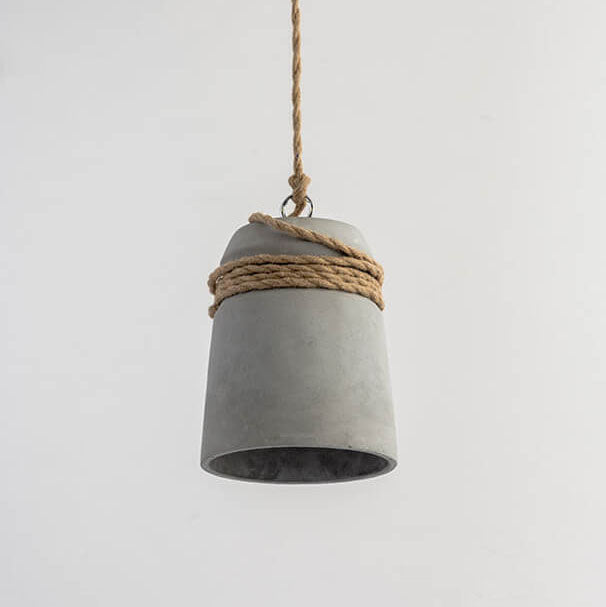 Industrial Cement Column Rope Pendant Light