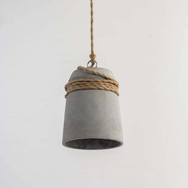 Industrial Cement Column Rope Pendant Light