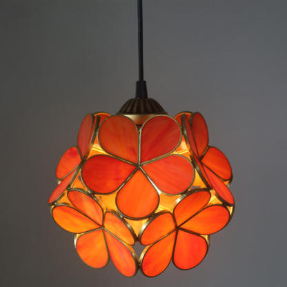 Vintage Stained Glass Petal Pendant Light