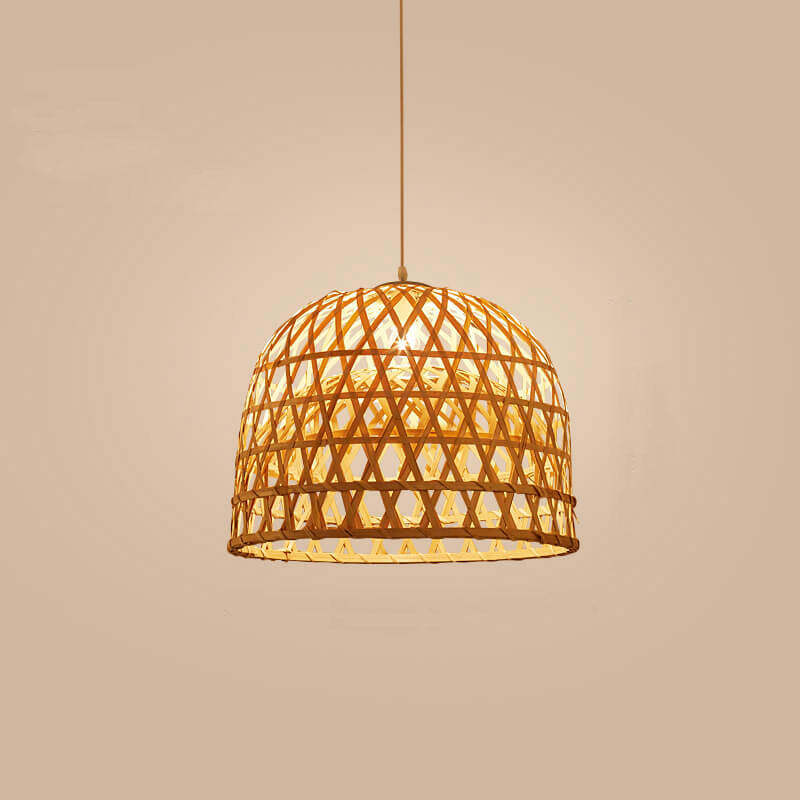 Modern Bamboo Weaving Dome Pendant Light
