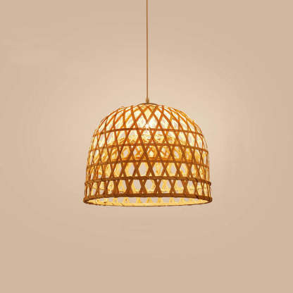 Modern Bamboo Weaving Dome Pendant Light