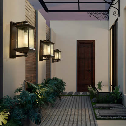 Outdoor Glass Brown Retro Exterior Wall Light