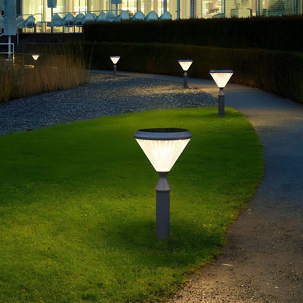 Black Solar LED Bollard Path Light — WHTIE