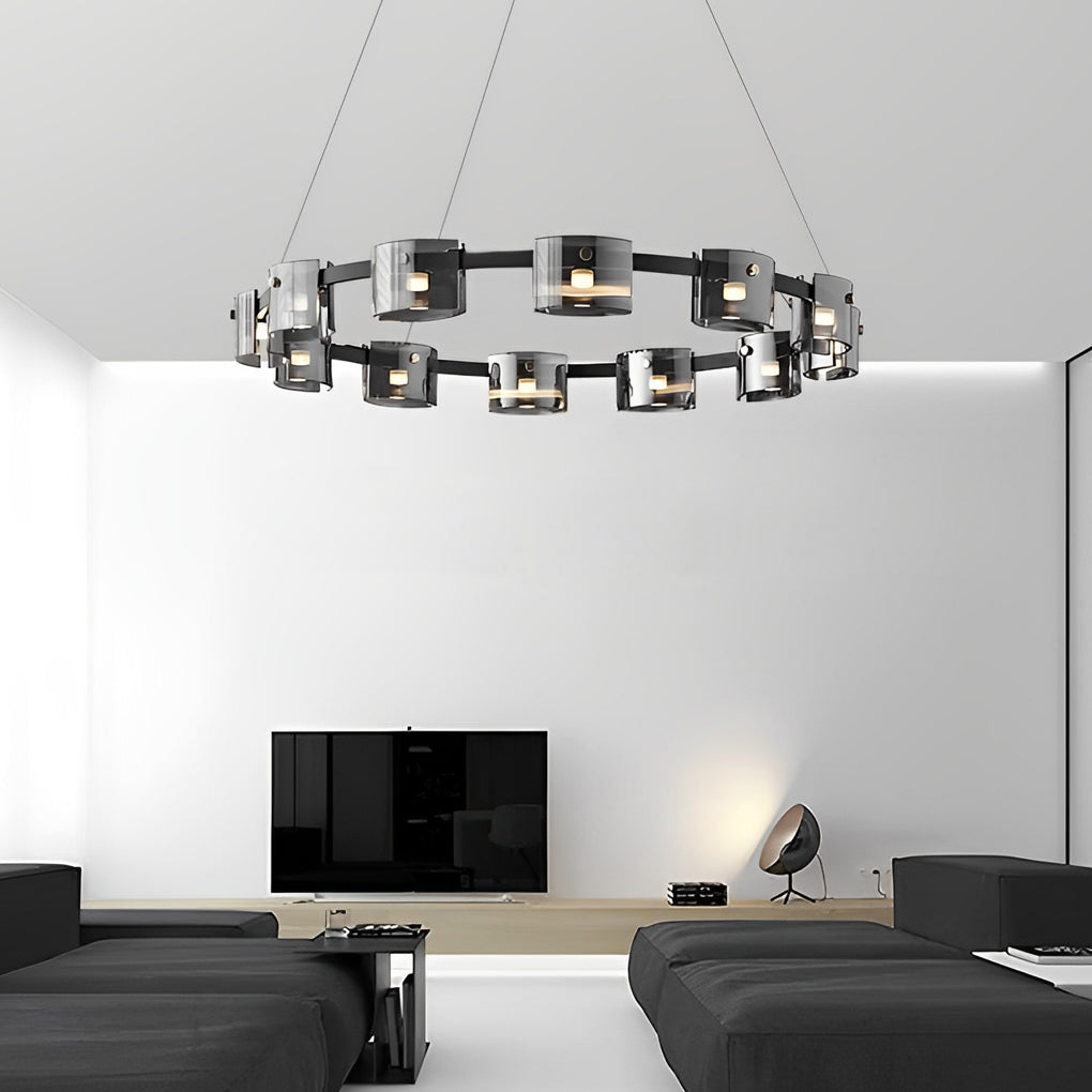 Circle Glass Dimmable Memory LED Nordic Chandelier