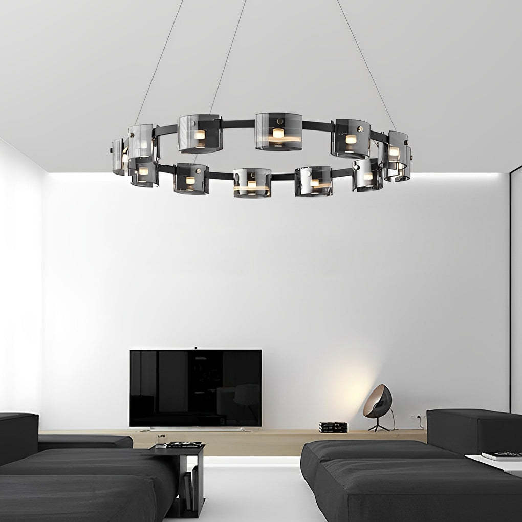 Circle Glass Dimmable Memory LED Nordic Chandelier