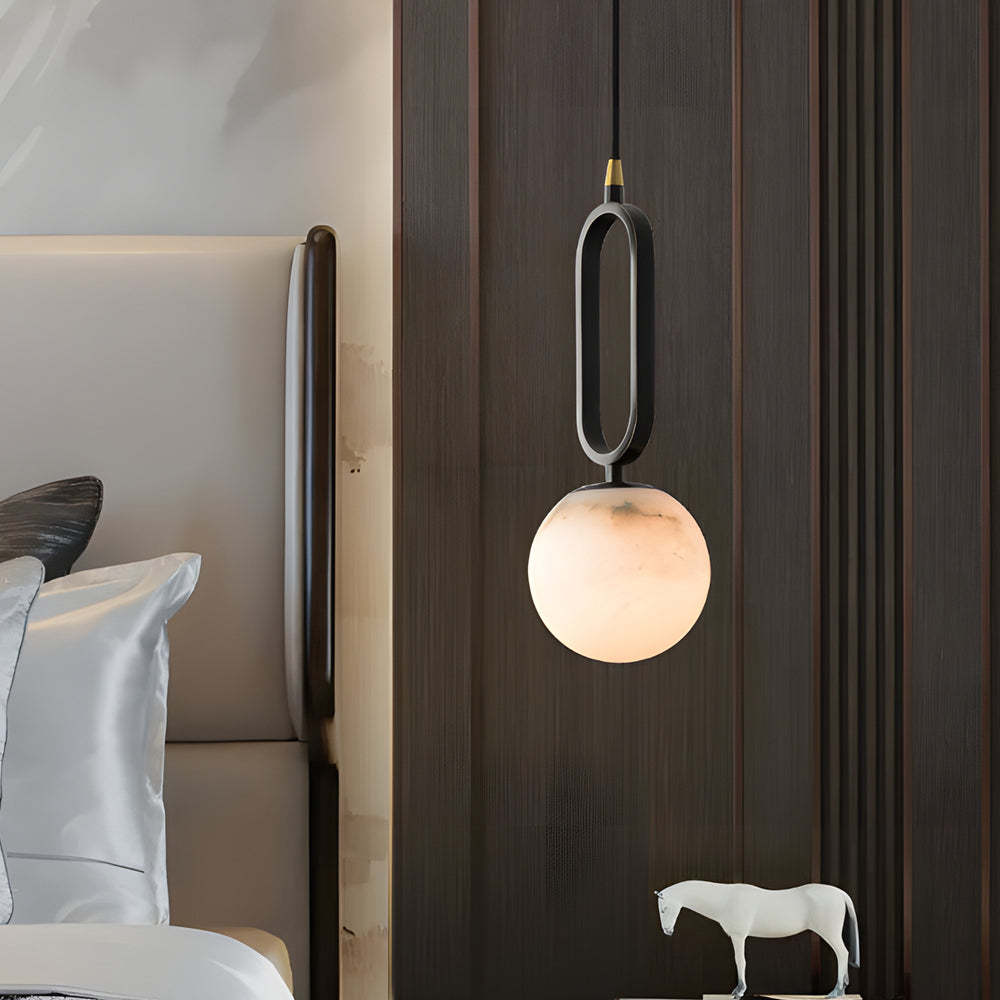 Marble Ball Copper Black Modern Small Pendant Light