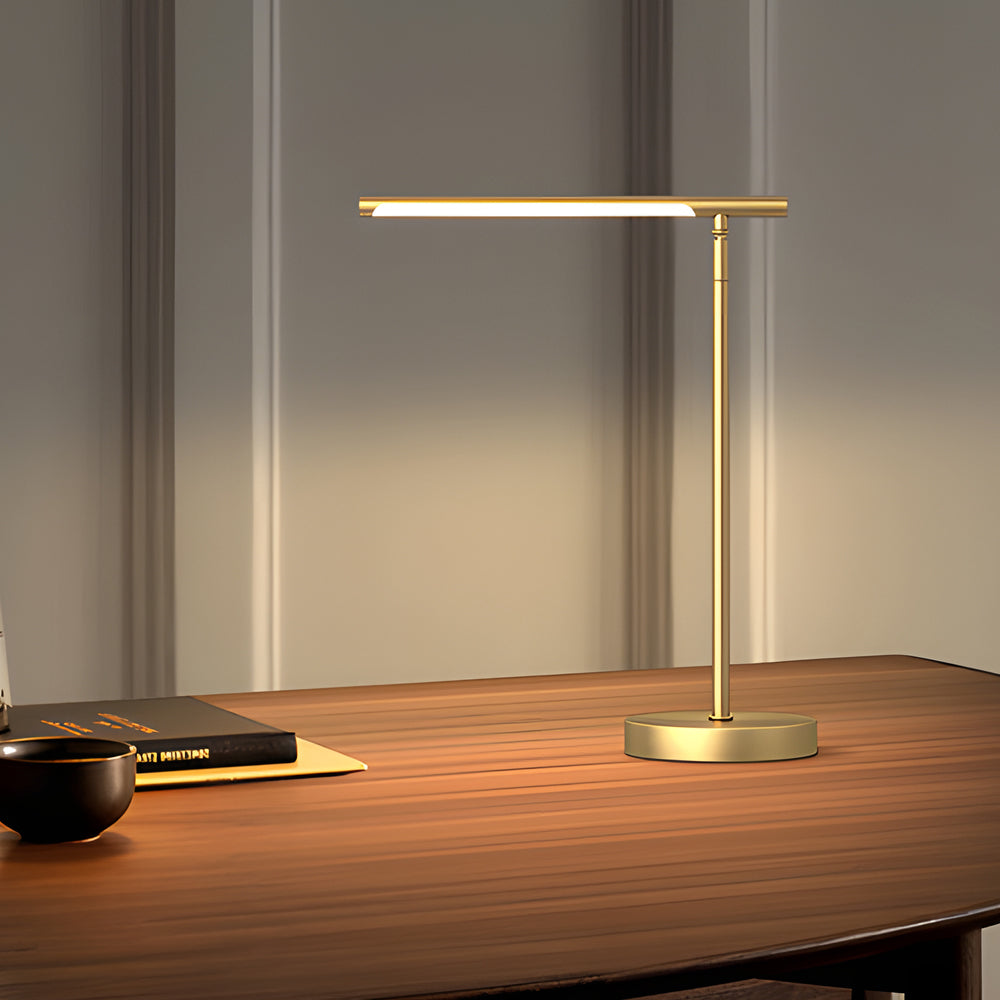 Copper Linear Brass LED Desk Lamp with Adjustable Angle for Focused Lighting-Lighom