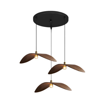 Wabi-Sabi Walnut Bar Leaf Curve Wood Pendant Light