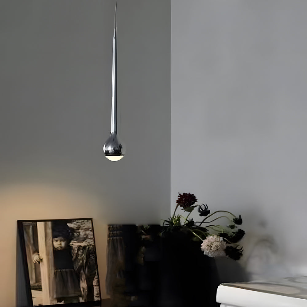 Modern Chromed Metal Water Drop LED Pendant