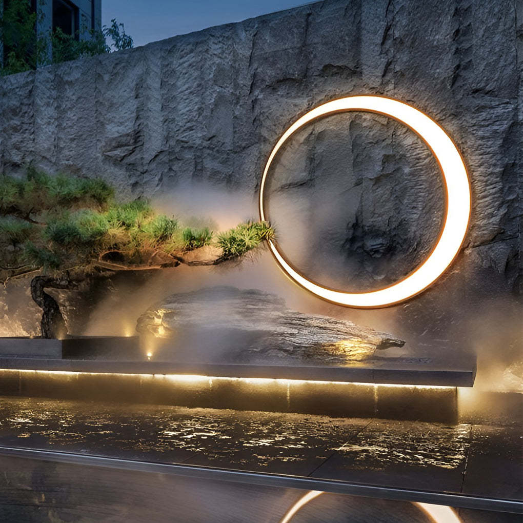 Circular Moon Led Waterproof Ip65 Modern Outdoor Wall Lights Wall Lamp-Lighom