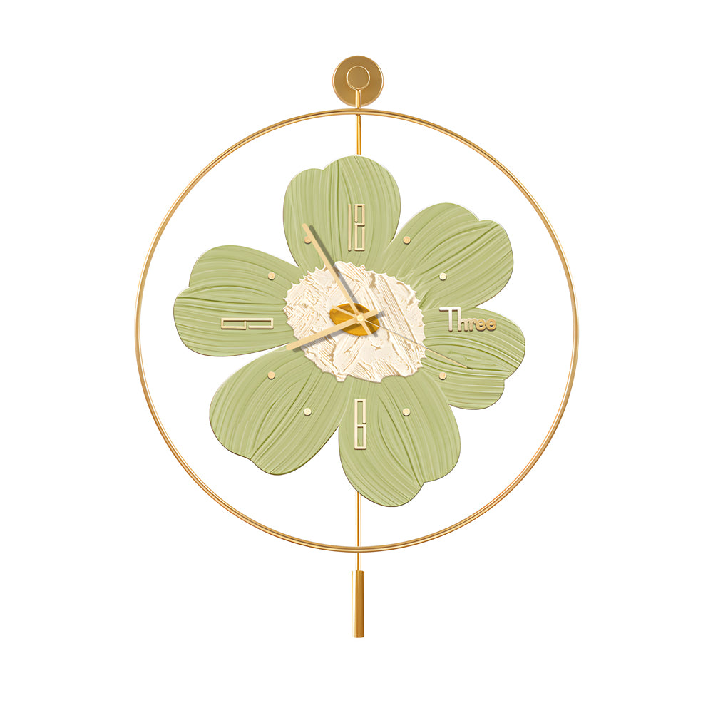 Round Metal Battery Operated LED Flower Wall Clock-Lighom