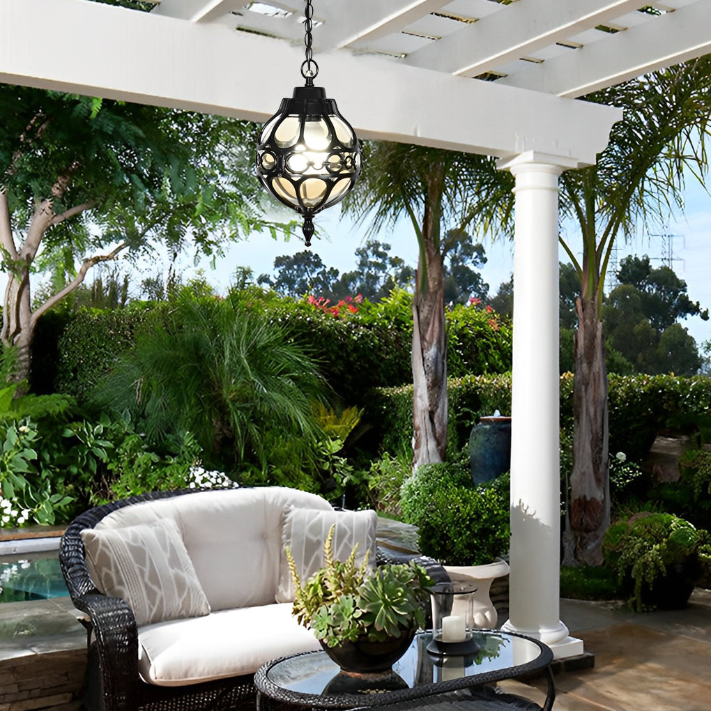 Retro Aluminum Glass Ball American Outdoor Chandelier