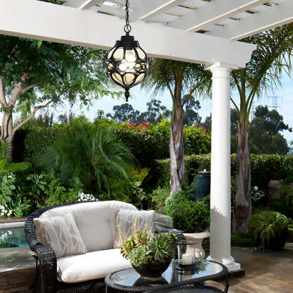 Waterproof Retro Aluminum Glass Ball American Style Outdoor Chandelier-Lighom