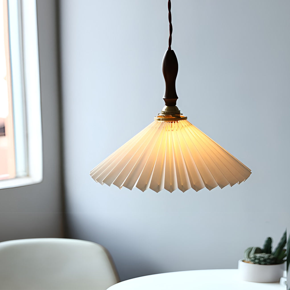 Classic Pleated White Nordic Pendant Wall Lamp