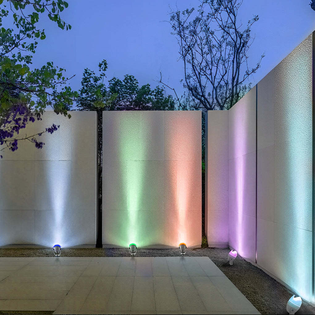 Modern Eggshell-shaped RGB Adjustable LED Outdoor Spotlight with Stake-Lighom