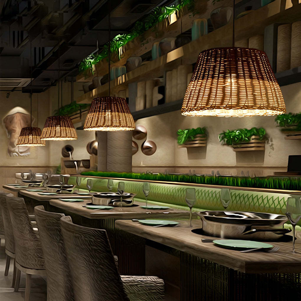 Retro Rattan Industrial Pendant Chandelier